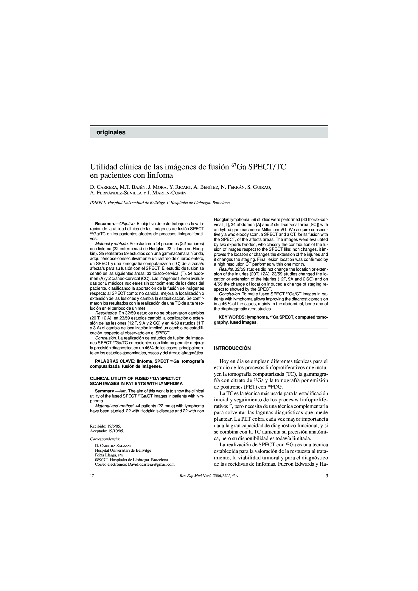 Utilidad clÃ­nica de las imágenes de fusión 67Ga SPECT/TC en pacientes con linfoma
