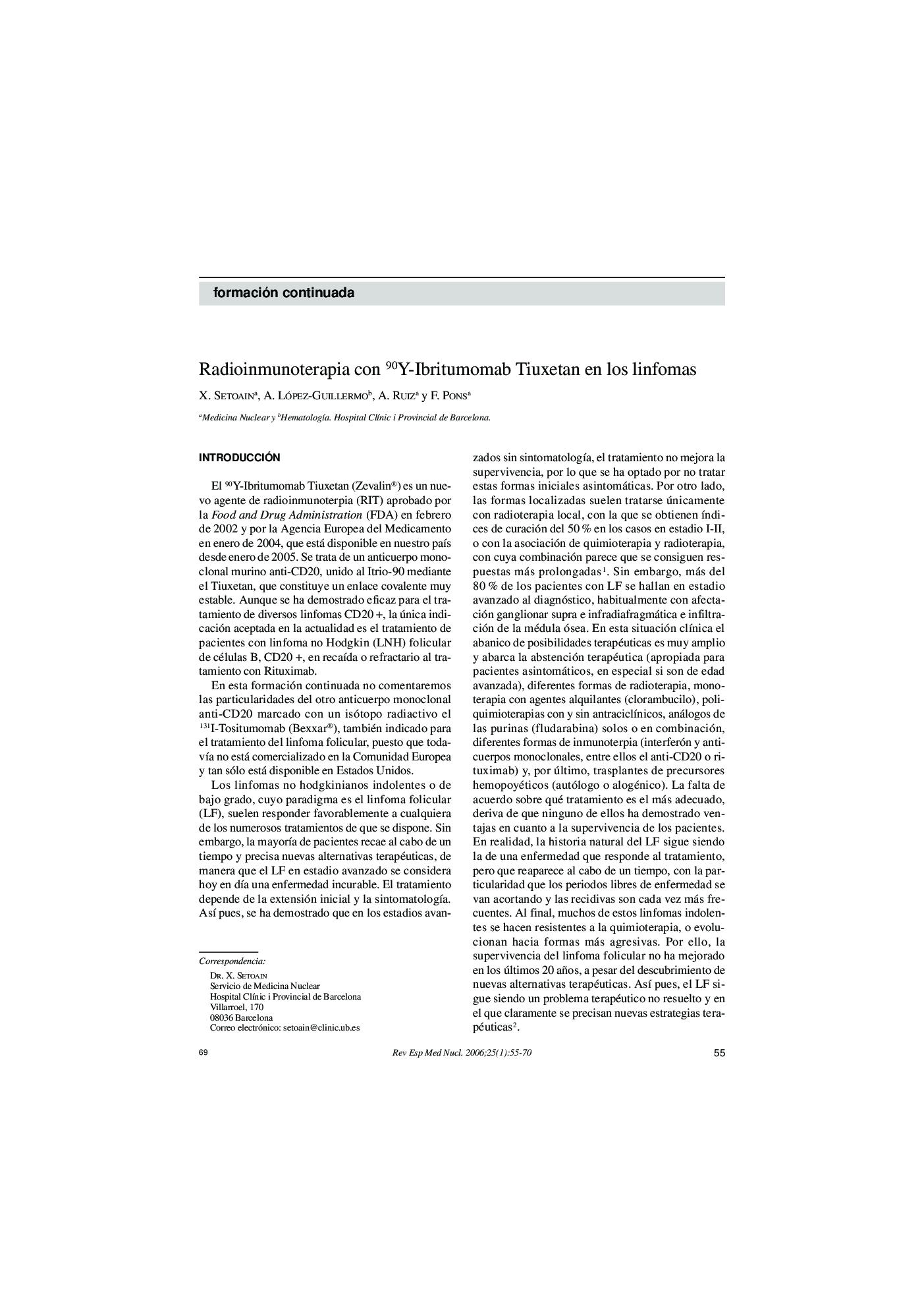 Radioinmunoterapia con 90Y-Ibritumomab Tiuxetan en los linfomas