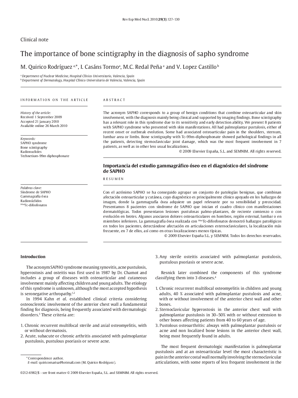 The importance of bone scintigraphy in the diagnosis of sapho syndrome