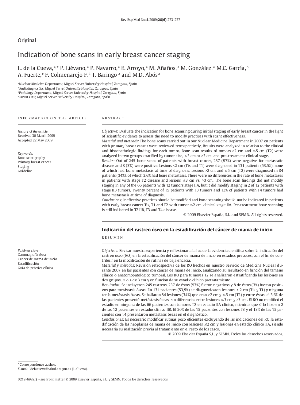Indication of bone scans in early breast cancer staging