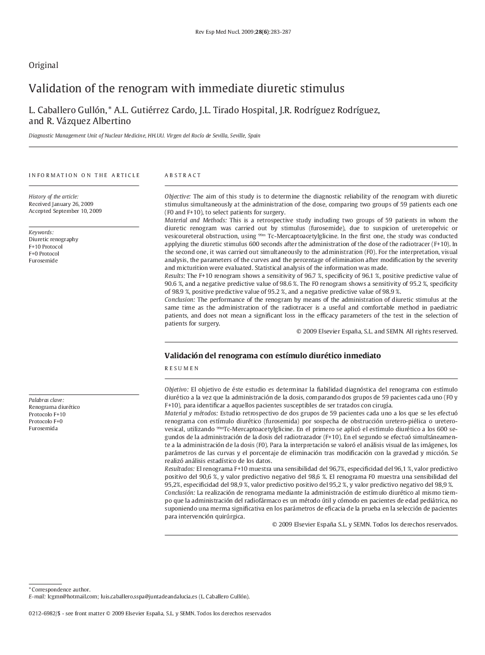 Validation of the renogram with immediate diuretic stimulus
