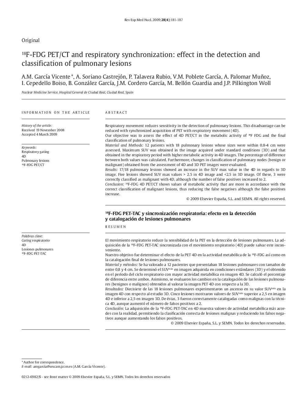 18F-FDG PET/CT and respiratory synchronization: effect in the detection and classification of pulmonary lesions