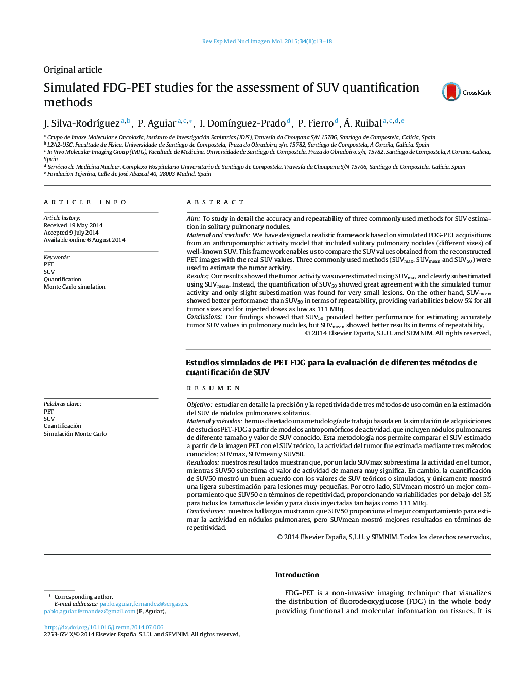 Simulated FDG-PET studies for the assessment of SUV quantification methods