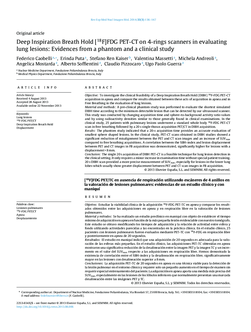 Deep Inspiration Breath Hold [18F]FDG PET-CT on 4-rings scanners in evaluating lung lesions: Evidences from a phantom and a clinical study