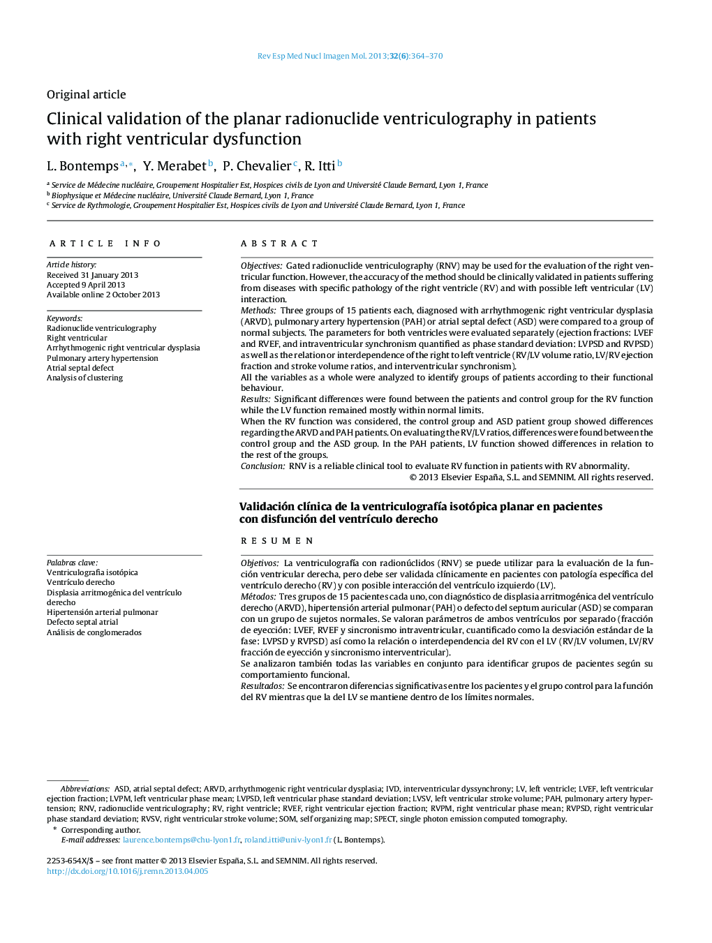 Clinical validation of the planar radionuclide ventriculography in patients with right ventricular dysfunction