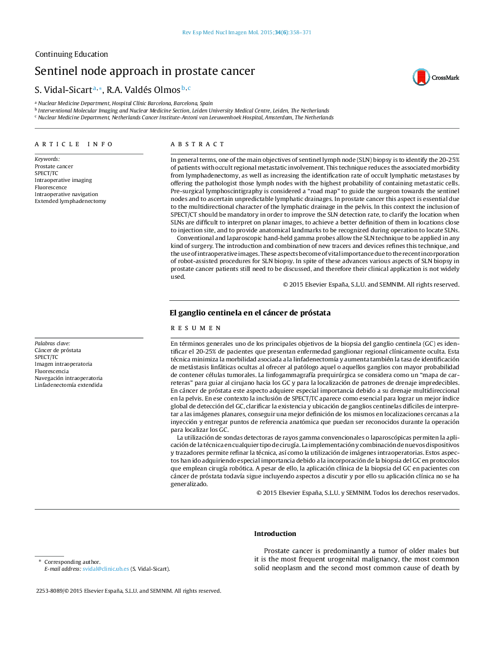 Sentinel node approach in prostate cancer