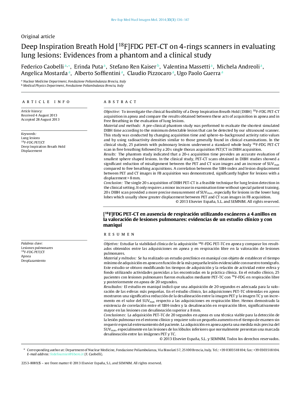 Deep Inspiration Breath Hold [18F]FDG PET-CT on 4-rings scanners in evaluating lung lesions: Evidences from a phantom and a clinical study