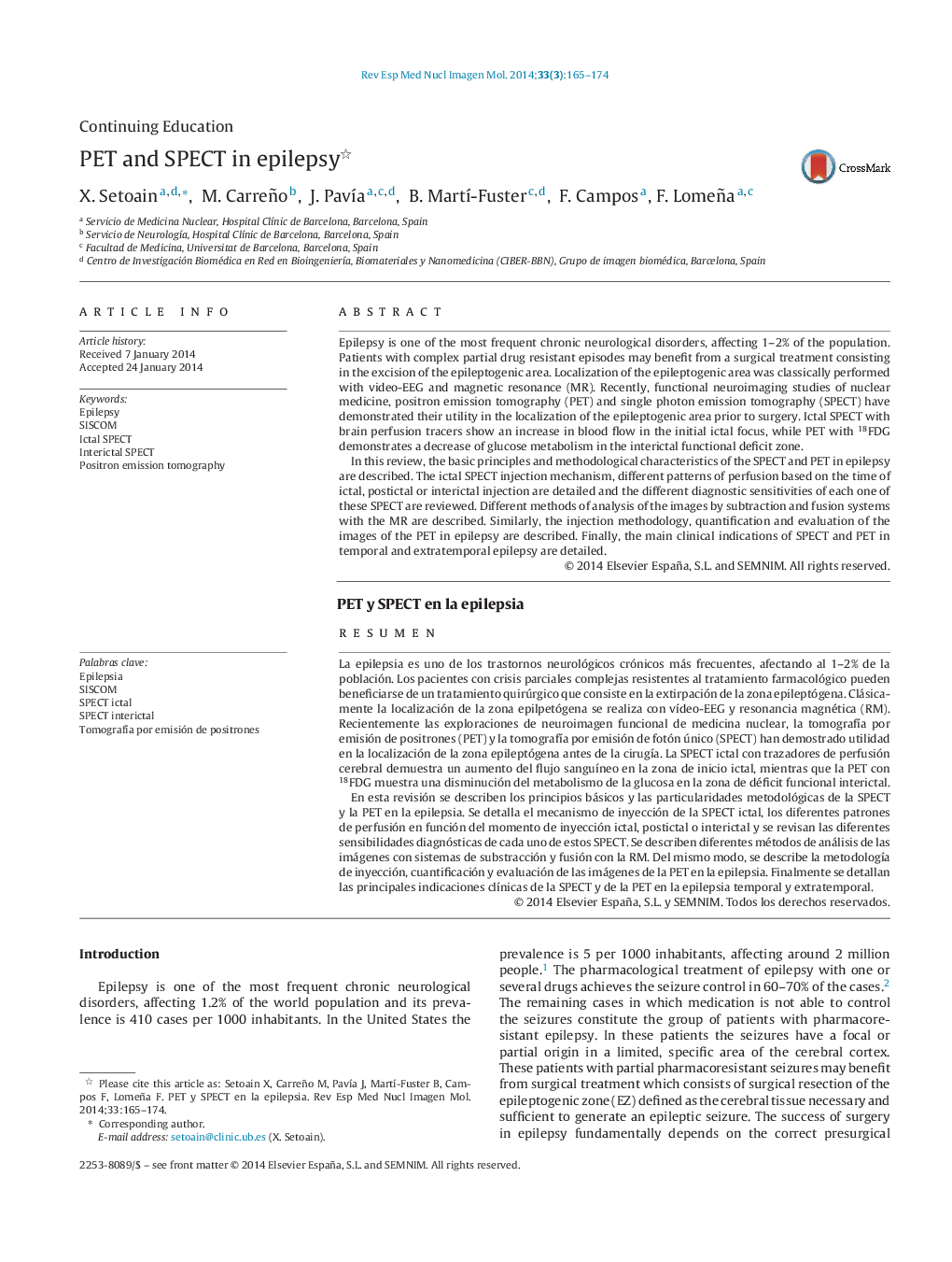 PET and SPECT in epilepsy 