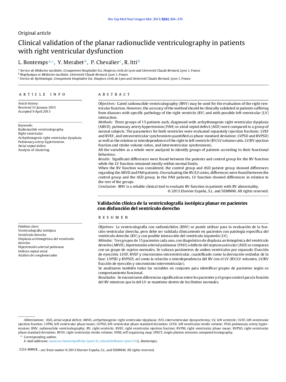 Clinical validation of the planar radionuclide ventriculography in patients with right ventricular dysfunction