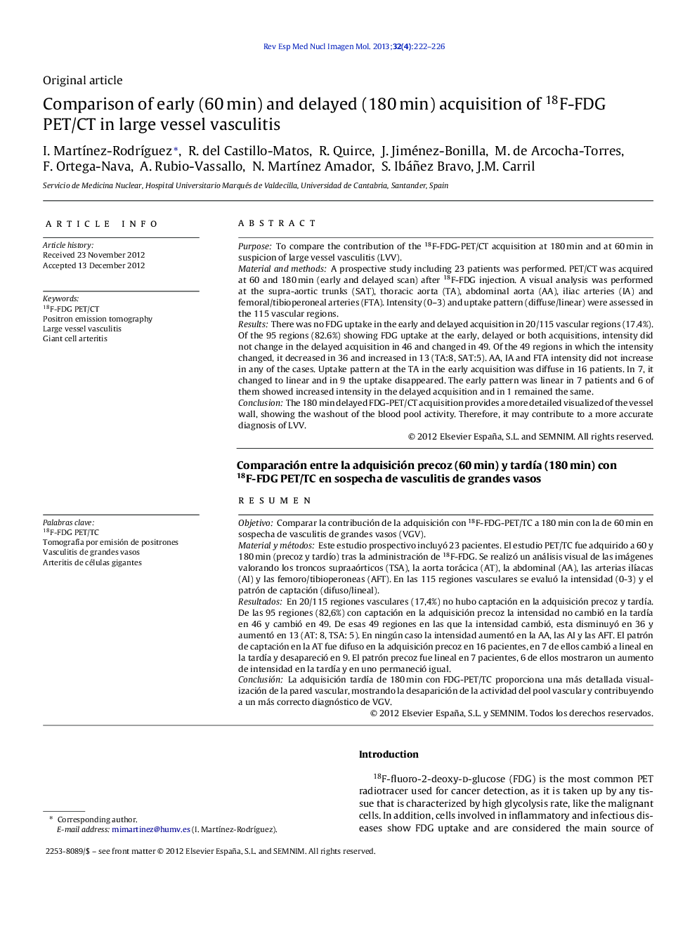 Comparison of early (60 min) and delayed (180 min) acquisition of 18F-FDG PET/CT in large vessel vasculitis 