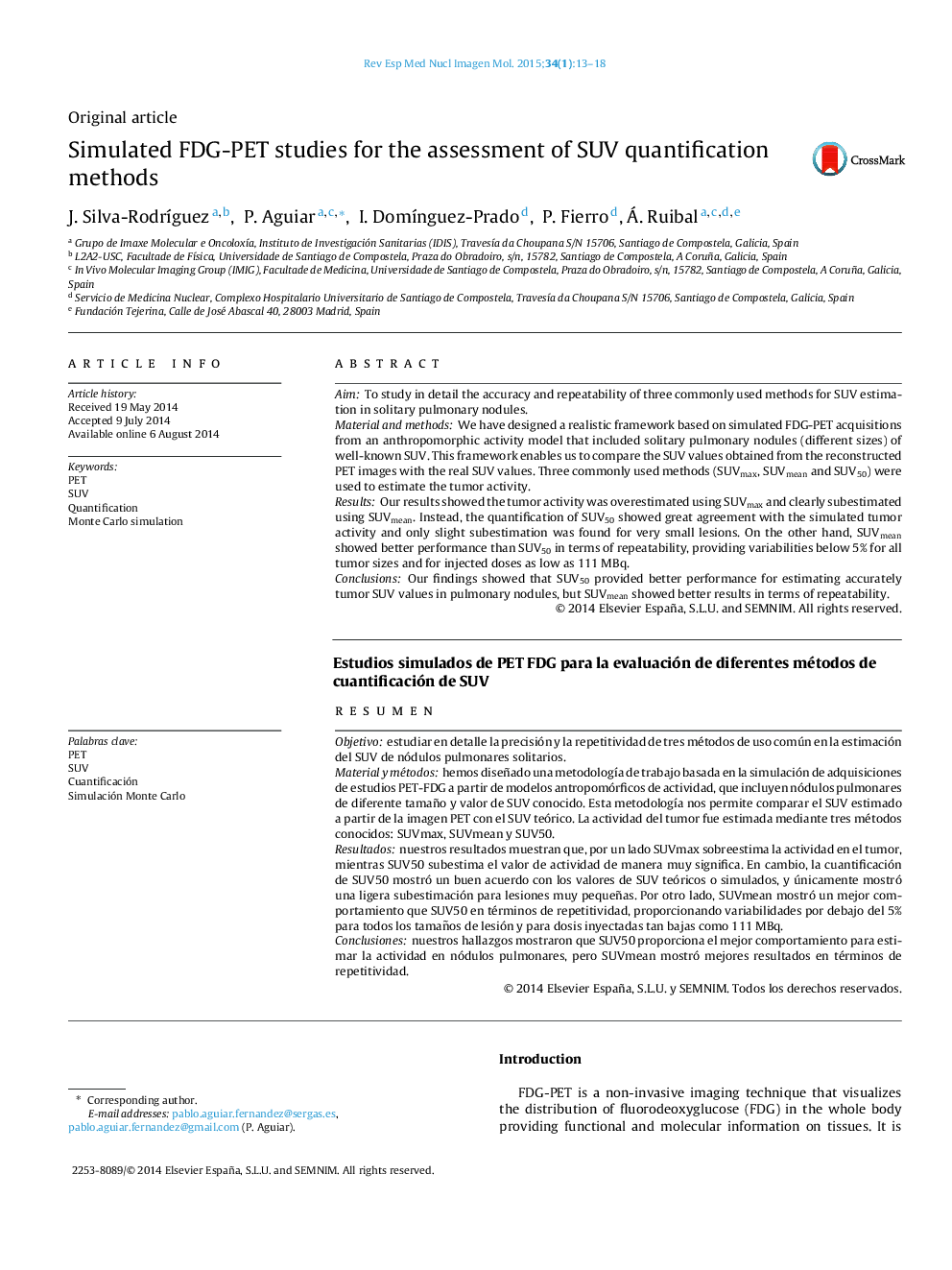 Simulated FDG-PET studies for the assessment of SUV quantification methods