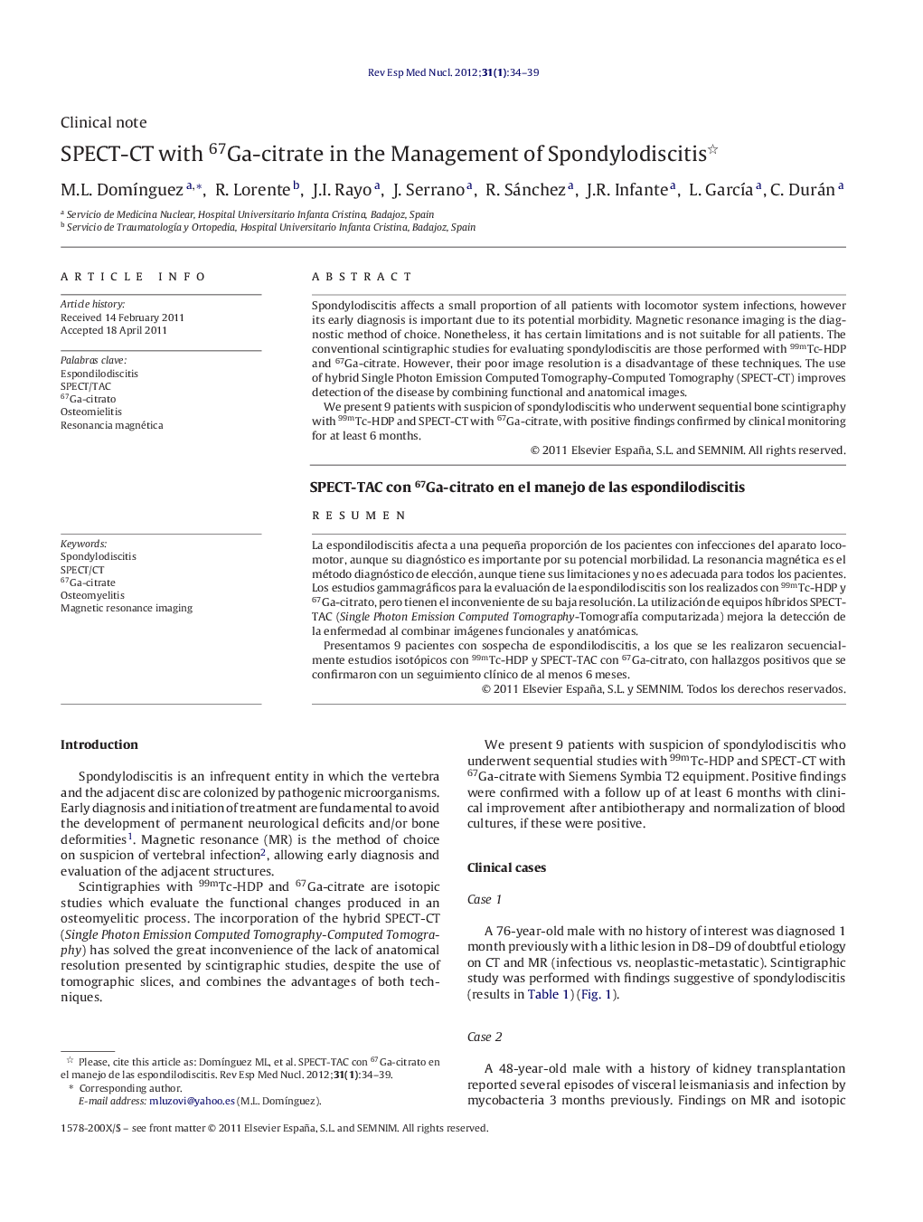 SPECT-CT with 67Ga-citrate in the Management of Spondylodiscitis 