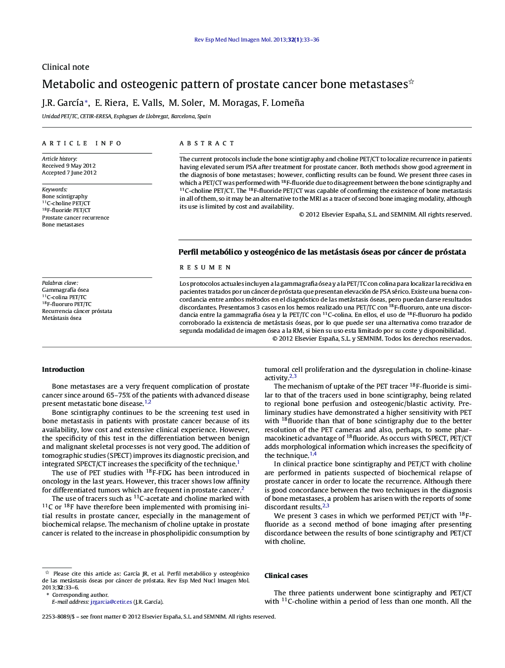 Metabolic and osteogenic pattern of prostate cancer bone metastases 