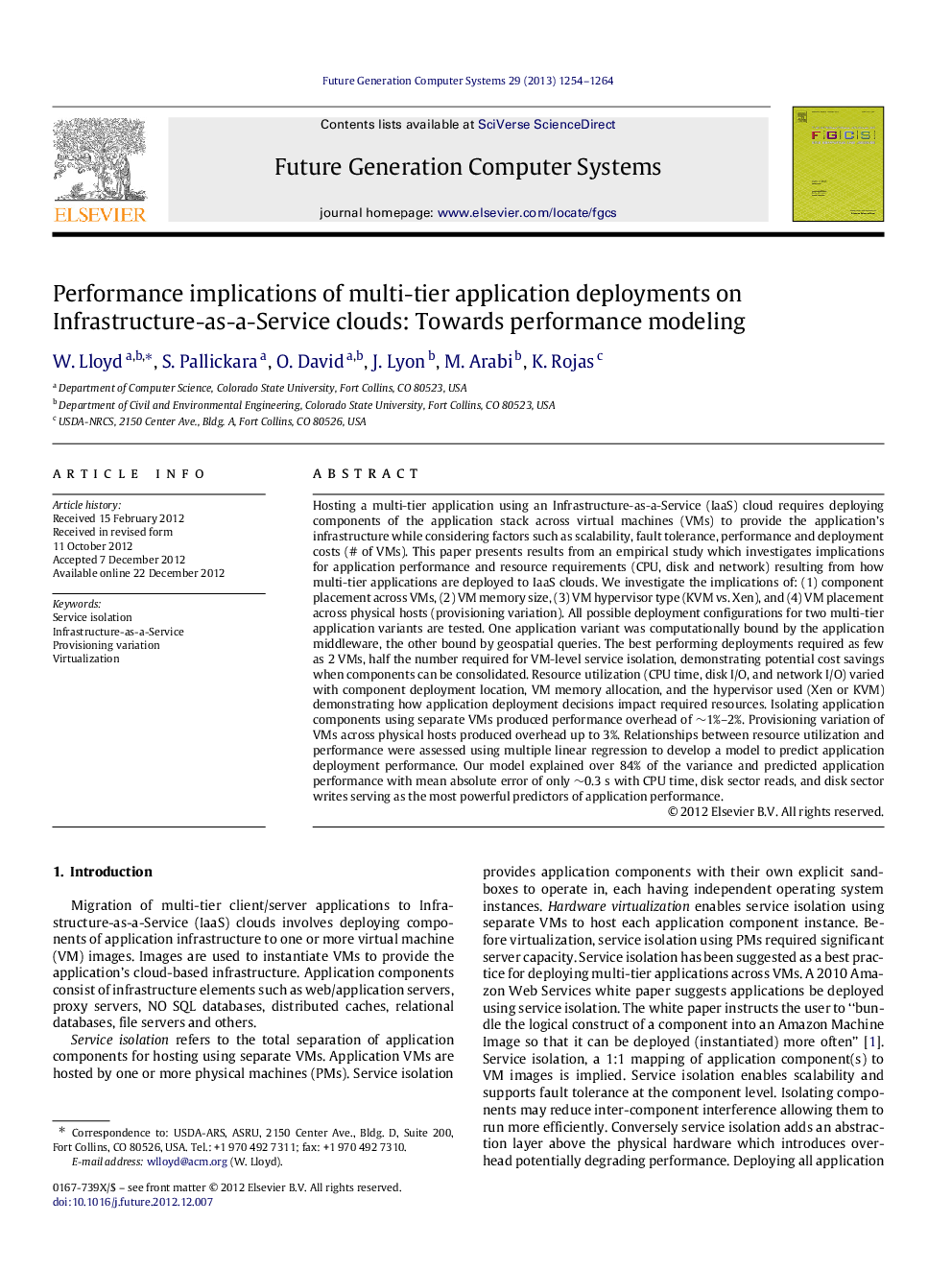 Performance implications of multi-tier application deployments on Infrastructure-as-a-Service clouds: Towards performance modeling