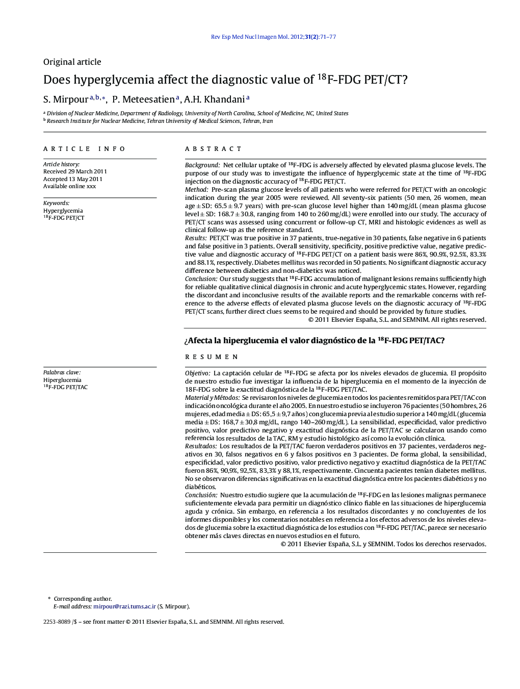 Does hyperglycemia affect the diagnostic value of 18F-FDG PET/CT?