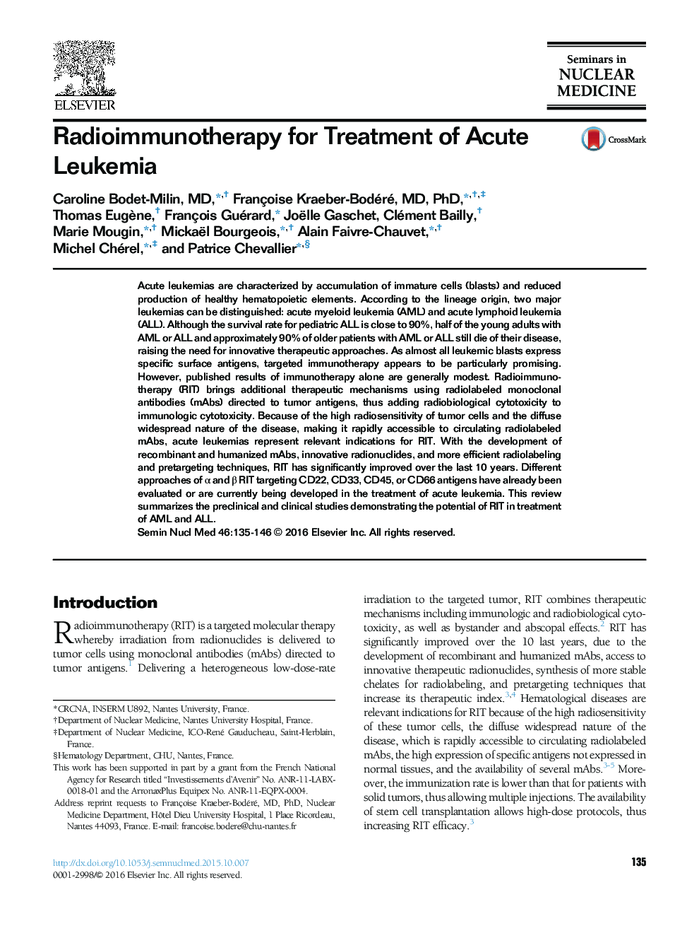 Radioimmunotherapy for Treatment of Acute Leukemia 