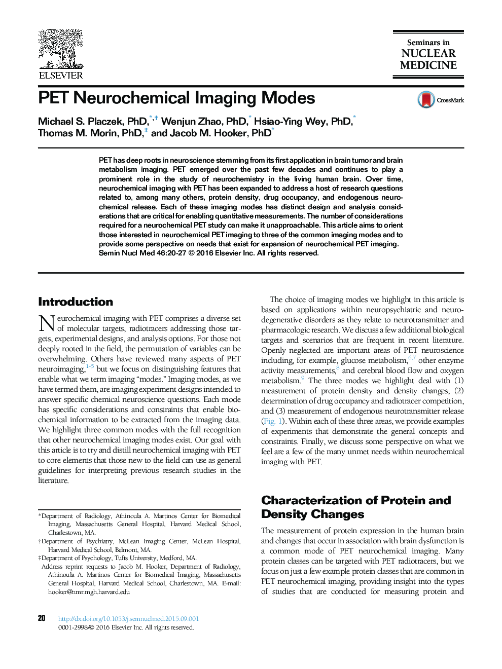 PET Neurochemical Imaging Modes