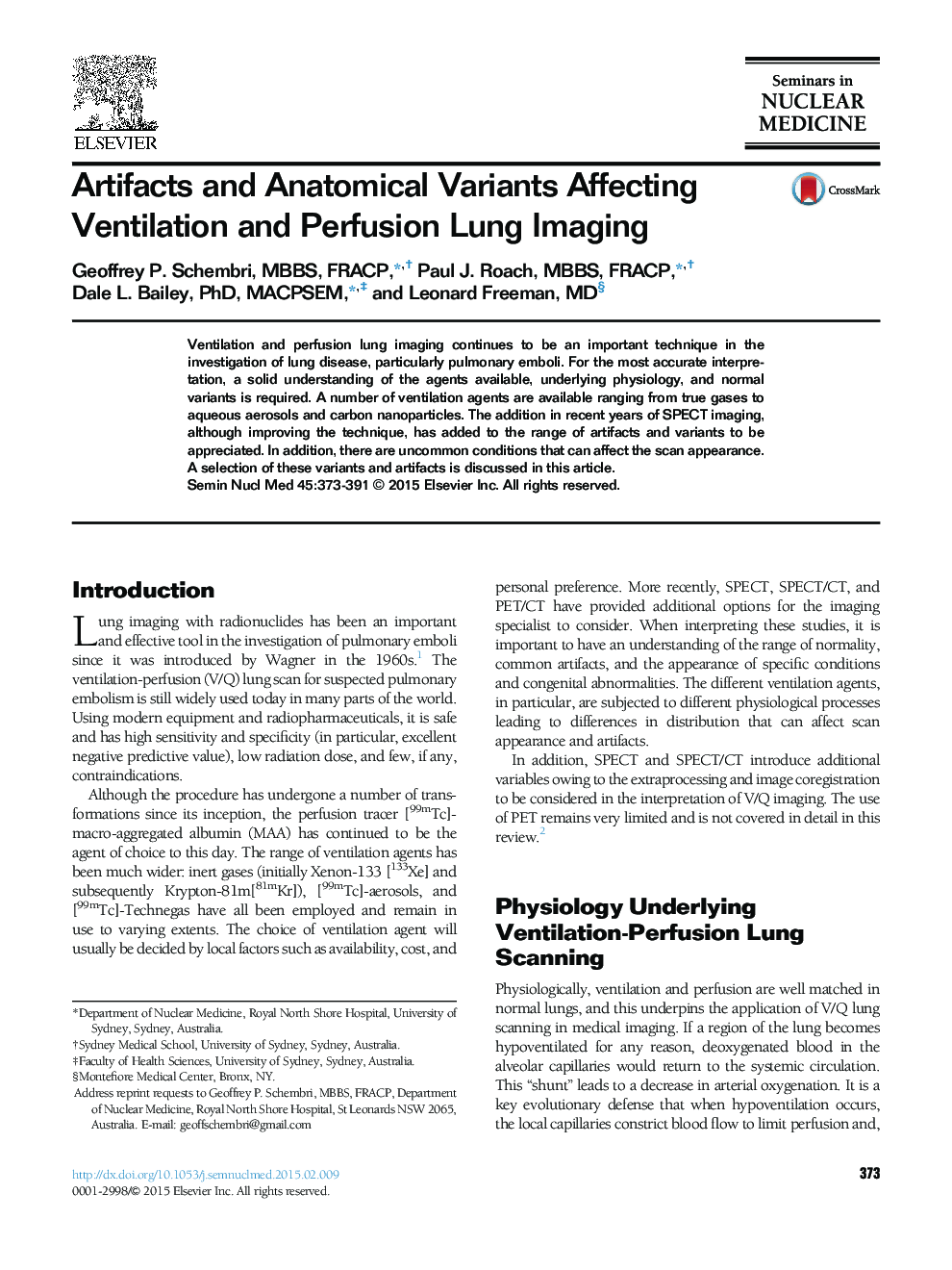 Artifacts and Anatomical Variants Affecting Ventilation and Perfusion Lung Imaging