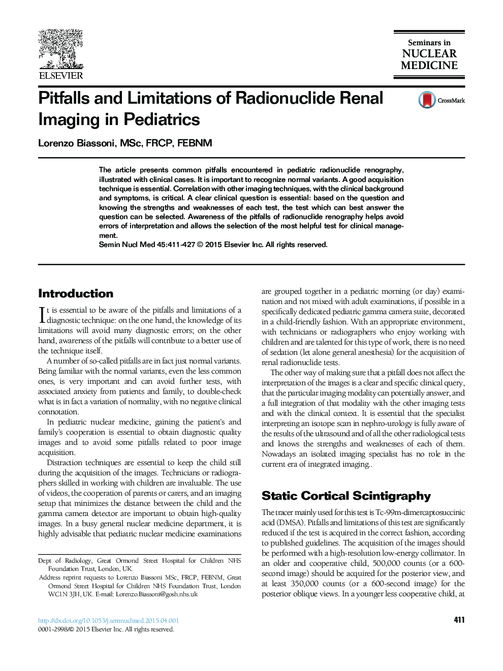 Pitfalls and Limitations of Radionuclide Renal Imaging in Pediatrics