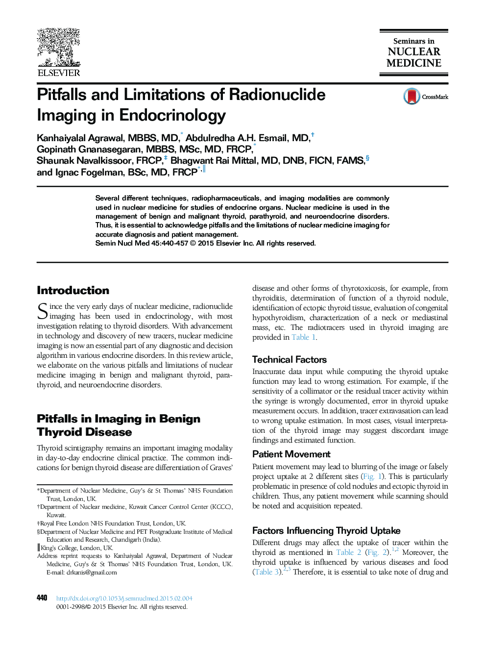 Pitfalls and Limitations of Radionuclide Imaging in Endocrinology