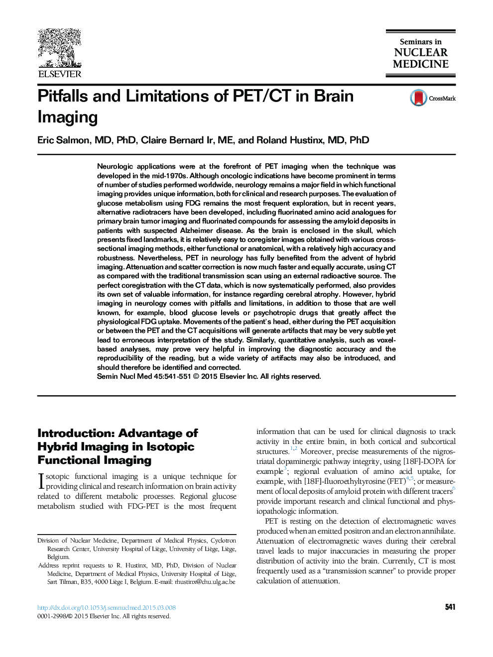 Pitfalls and Limitations of PET/CT in Brain Imaging