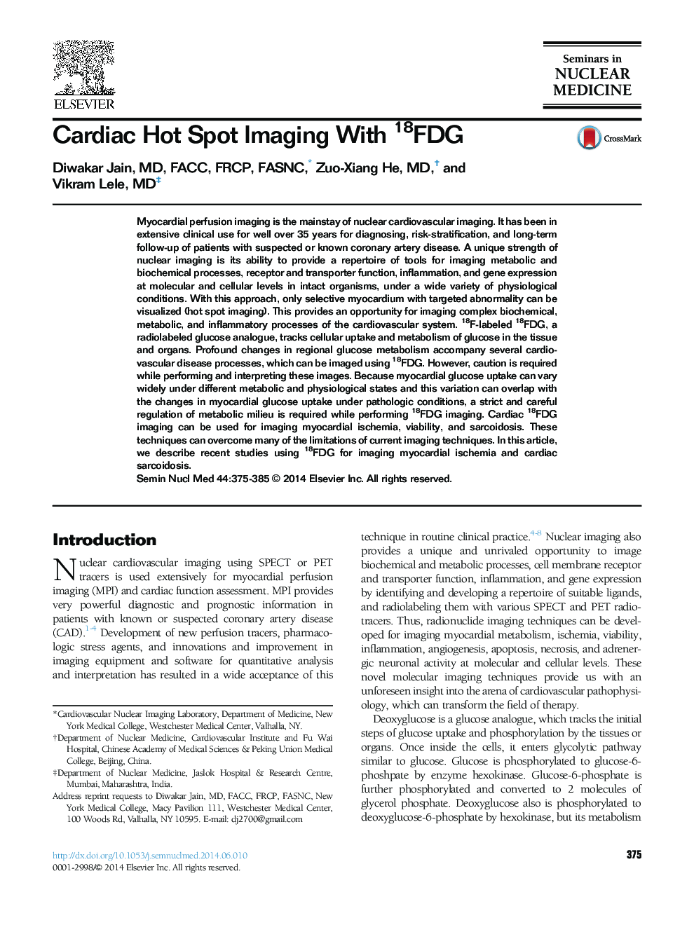 Cardiac Hot Spot Imaging With 18FDG