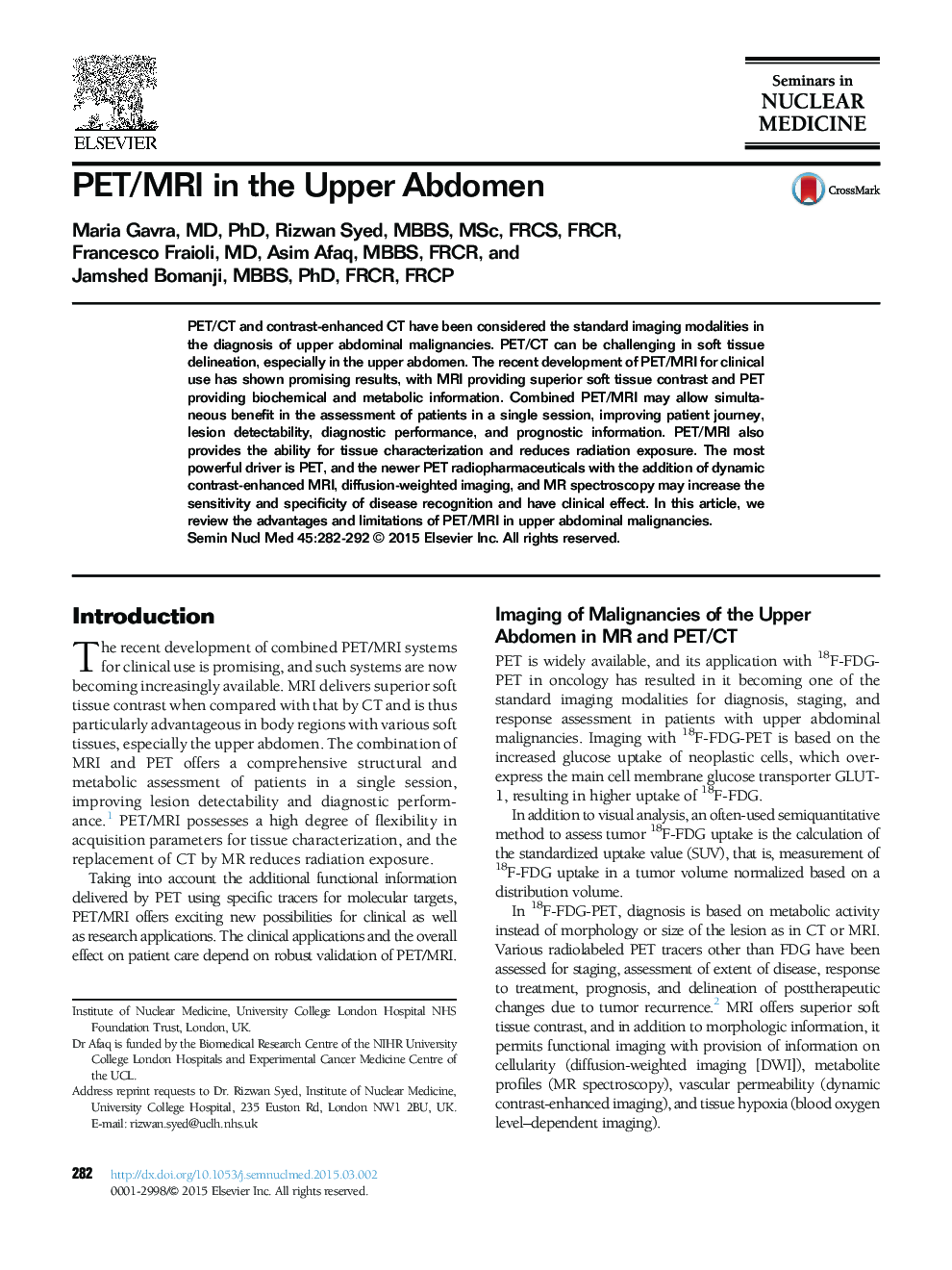 PET/MRI in the Upper Abdomen 