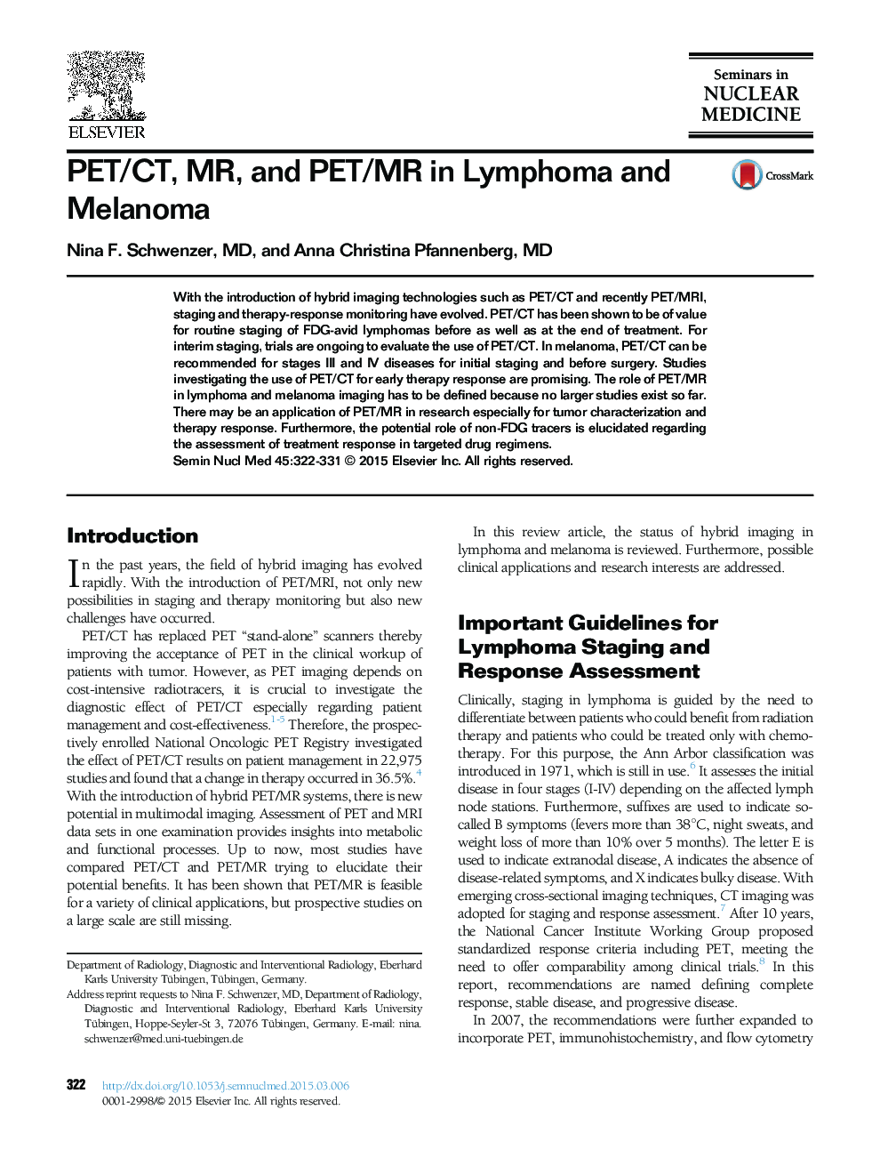 PET/CT, MR, and PET/MR in Lymphoma and Melanoma