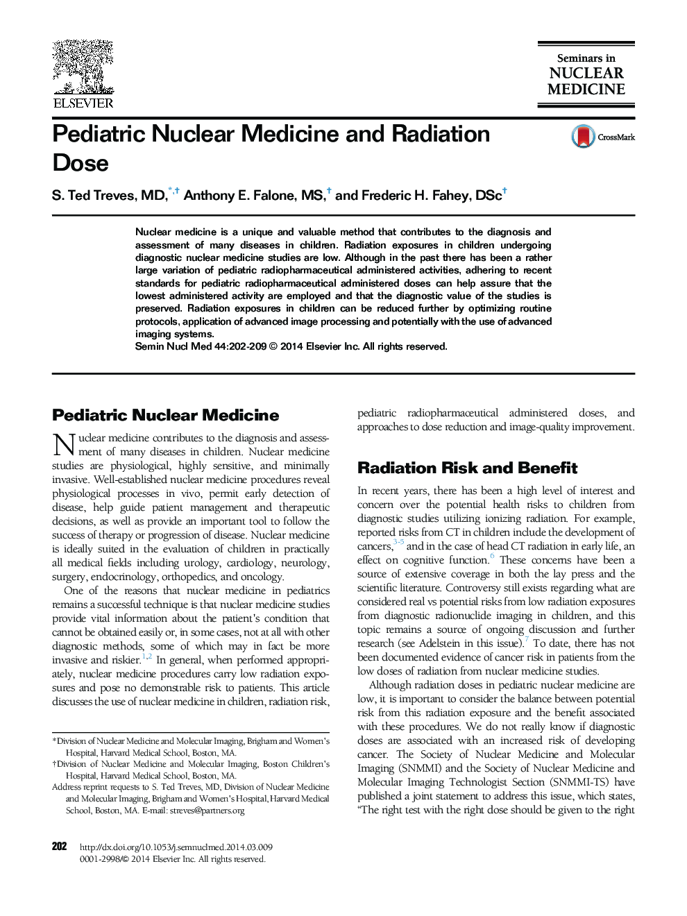 Pediatric Nuclear Medicine and Radiation Dose