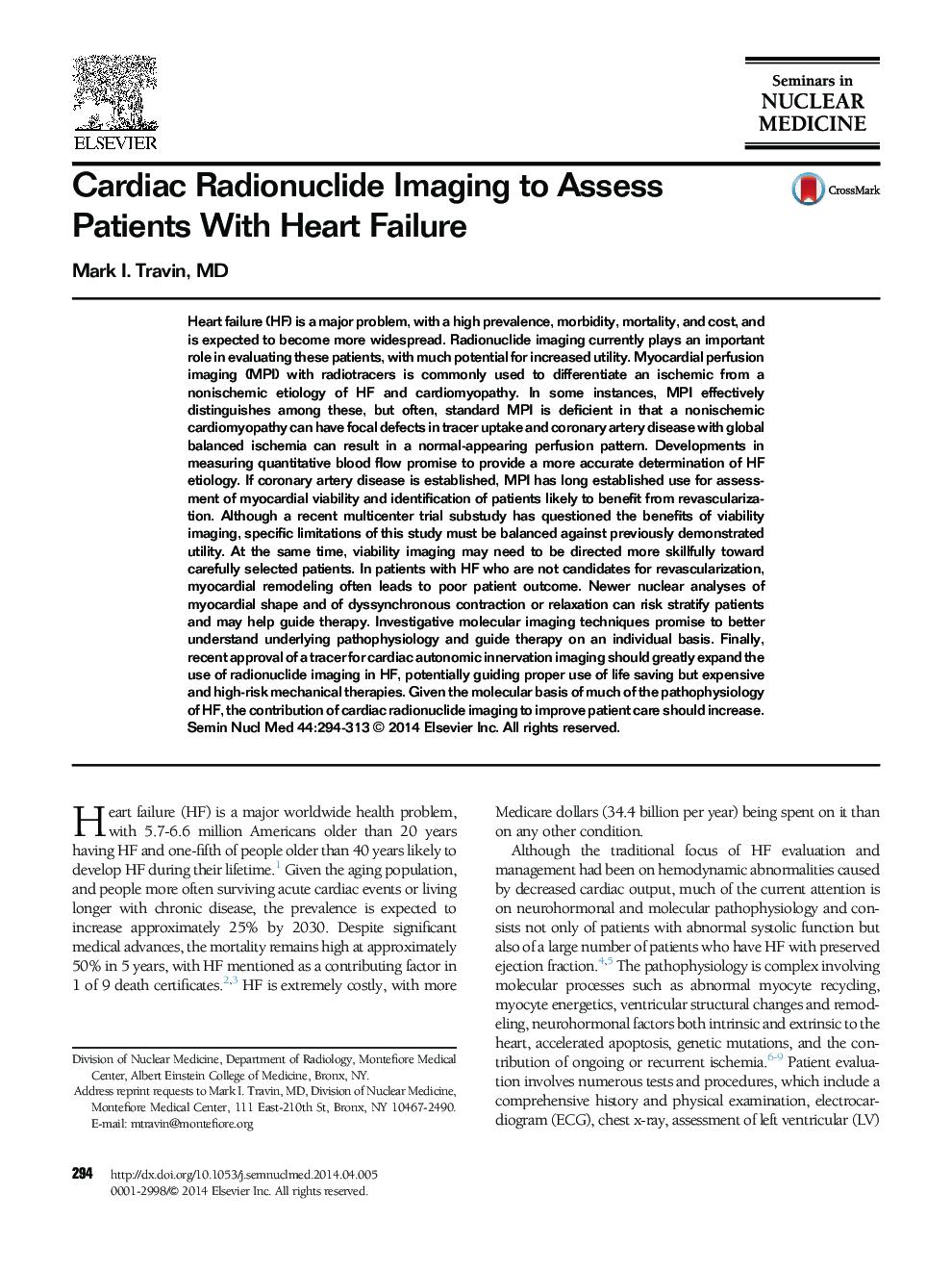 Cardiac Radionuclide Imaging to Assess Patients With Heart Failure