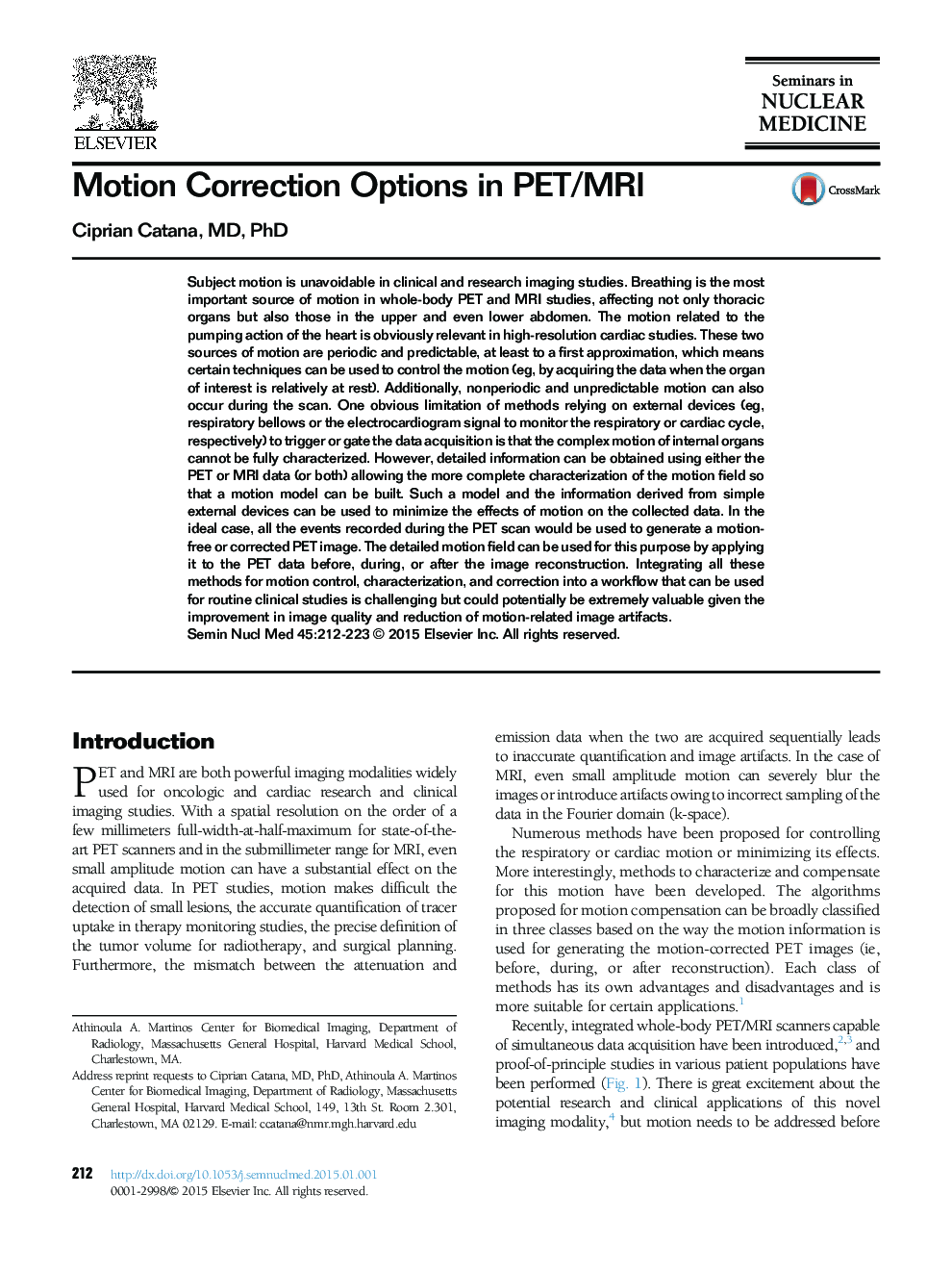 Motion Correction Options in PET/MRI
