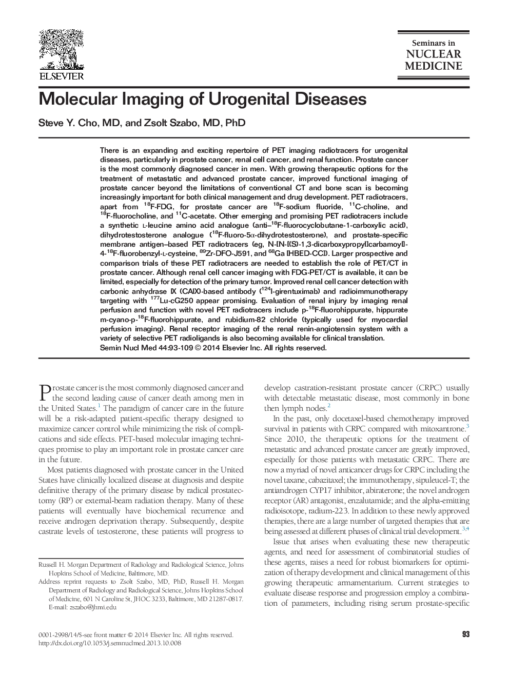 Molecular Imaging of Urogenital Diseases