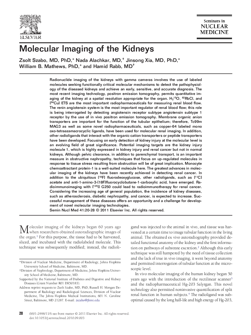 Molecular Imaging of the Kidneys 