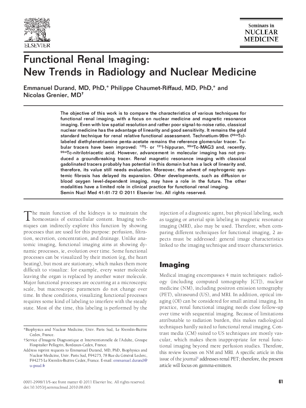 Functional Renal Imaging: New Trends in Radiology and Nuclear Medicine