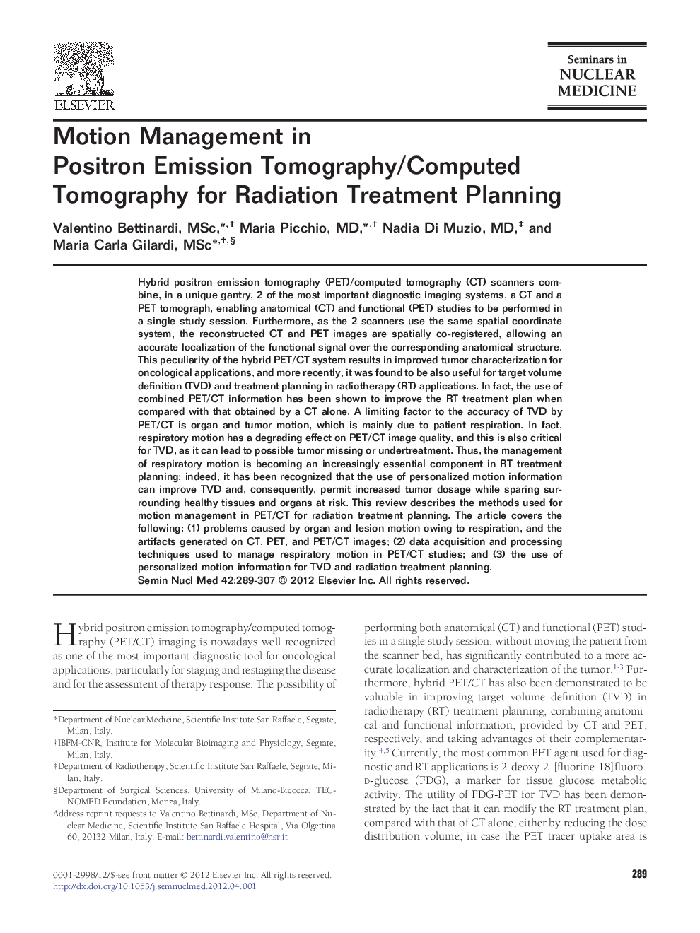 Motion Management in Positron Emission Tomography/Computed Tomography for Radiation Treatment Planning