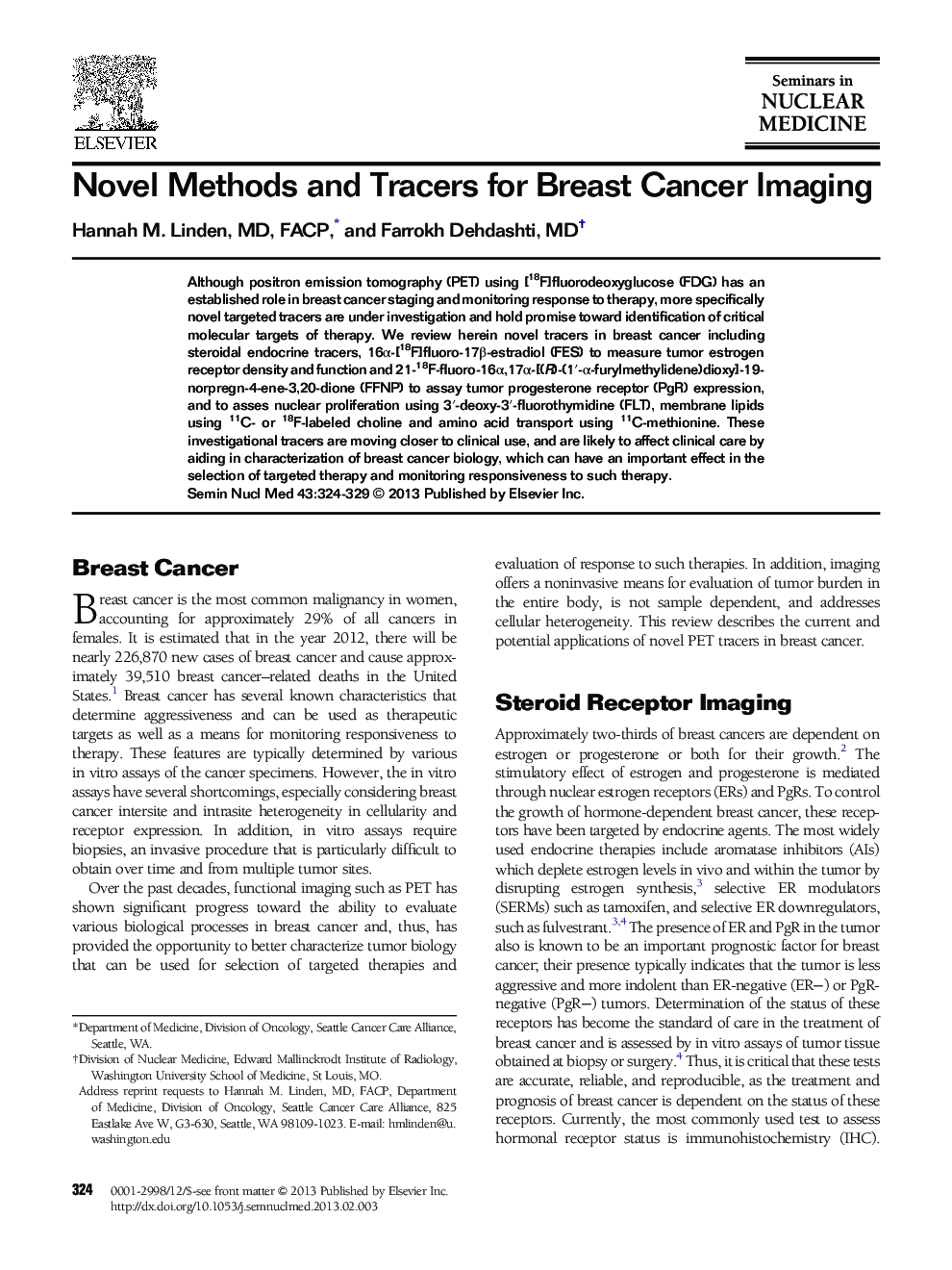 Novel Methods and Tracers for Breast Cancer Imaging