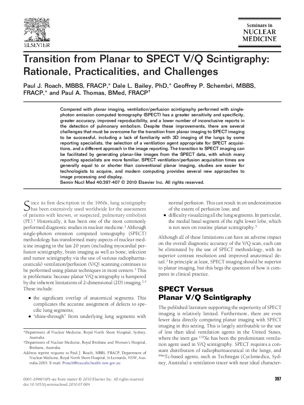 Transition from Planar to SPECT V/Q Scintigraphy: Rationale, Practicalities, and Challenges