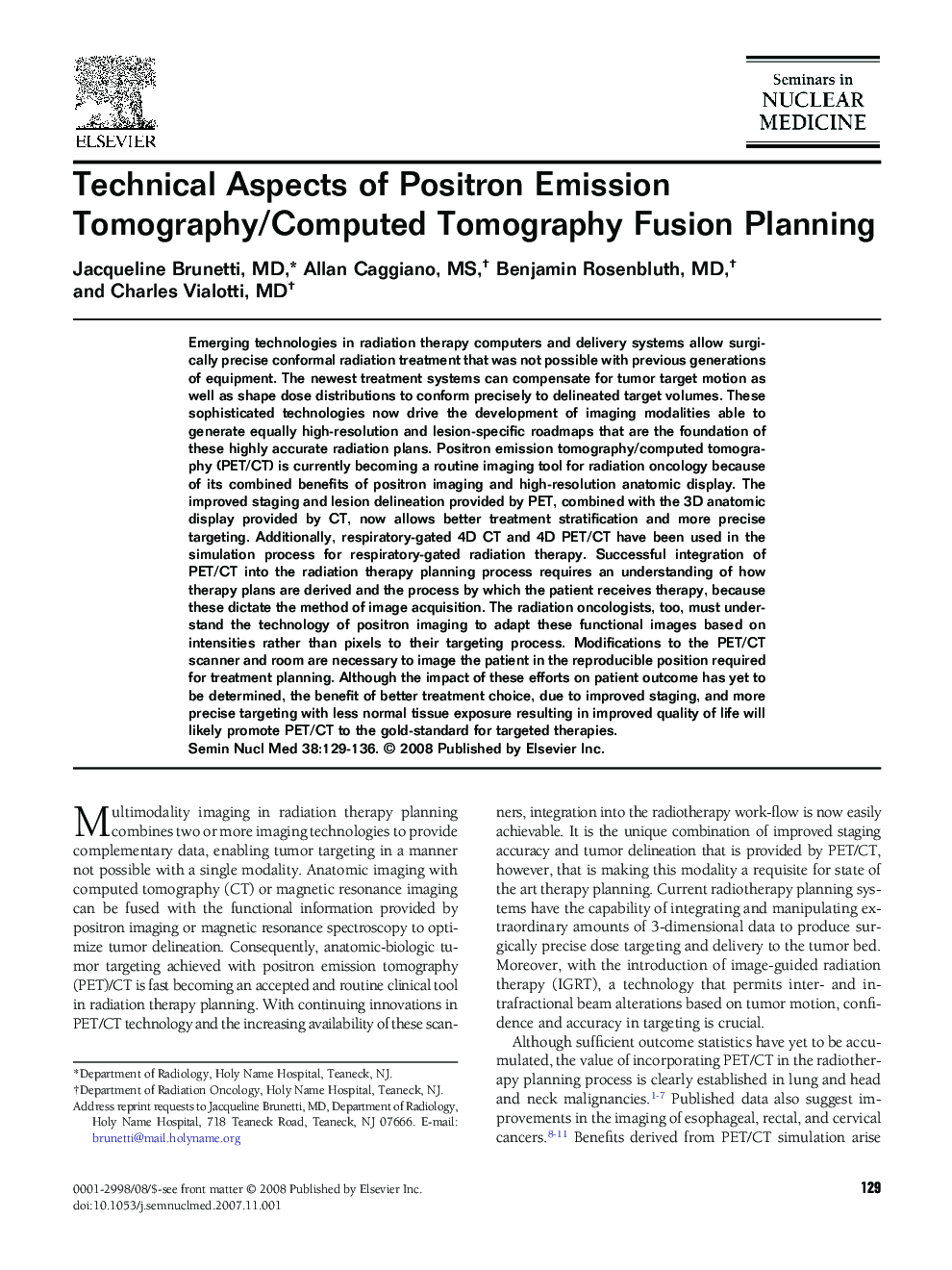 Technical Aspects of Positron Emission Tomography/Computed Tomography Fusion Planning