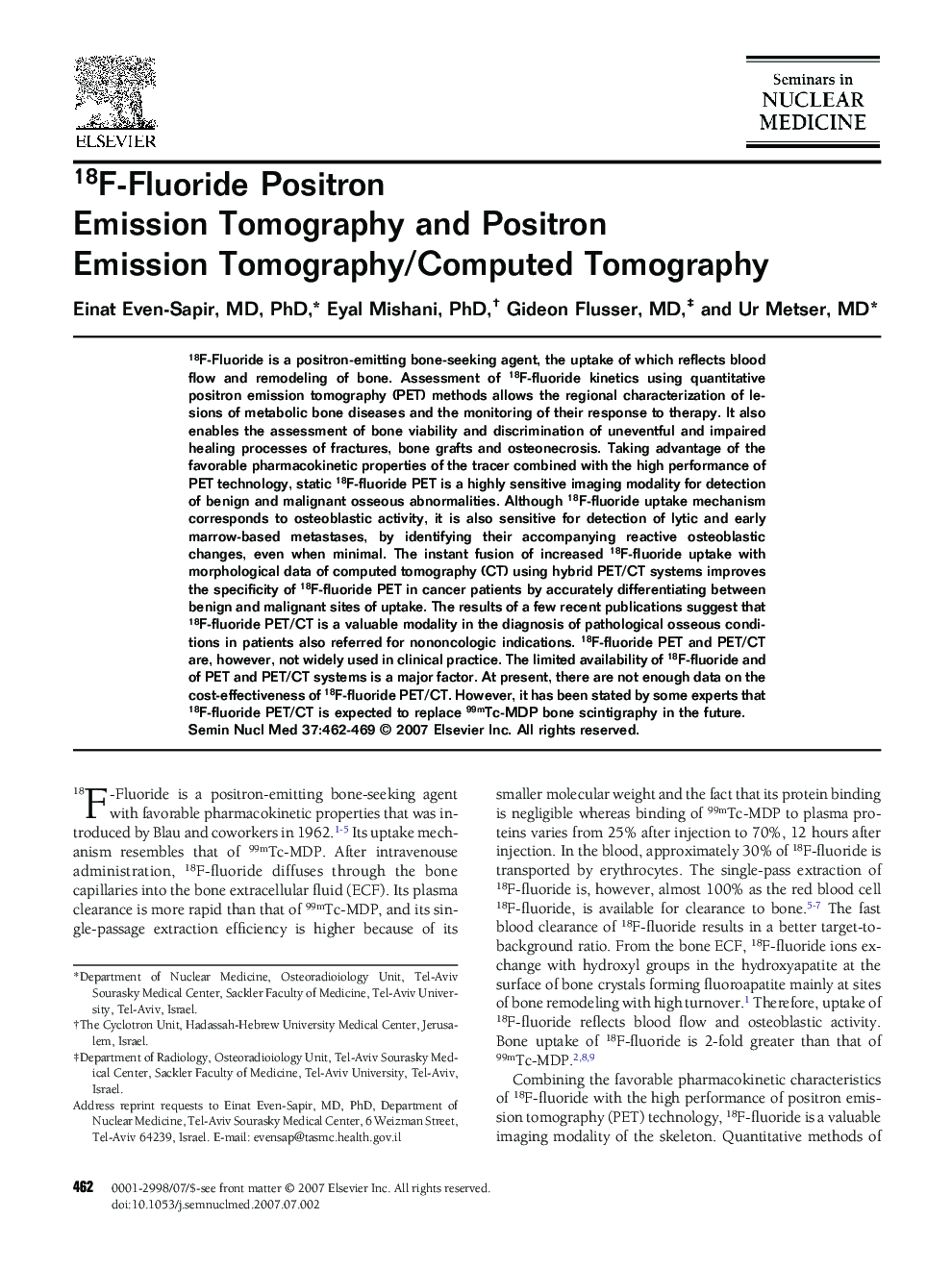 18F-Fluoride Positron Emission Tomography and Positron Emission Tomography/Computed Tomography