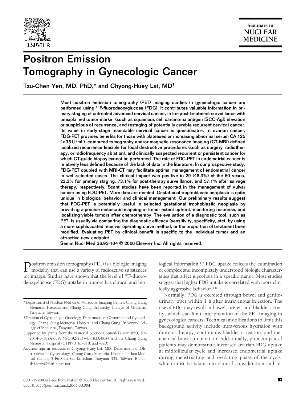 Positron Emission Tomography in Gynecologic Cancer 