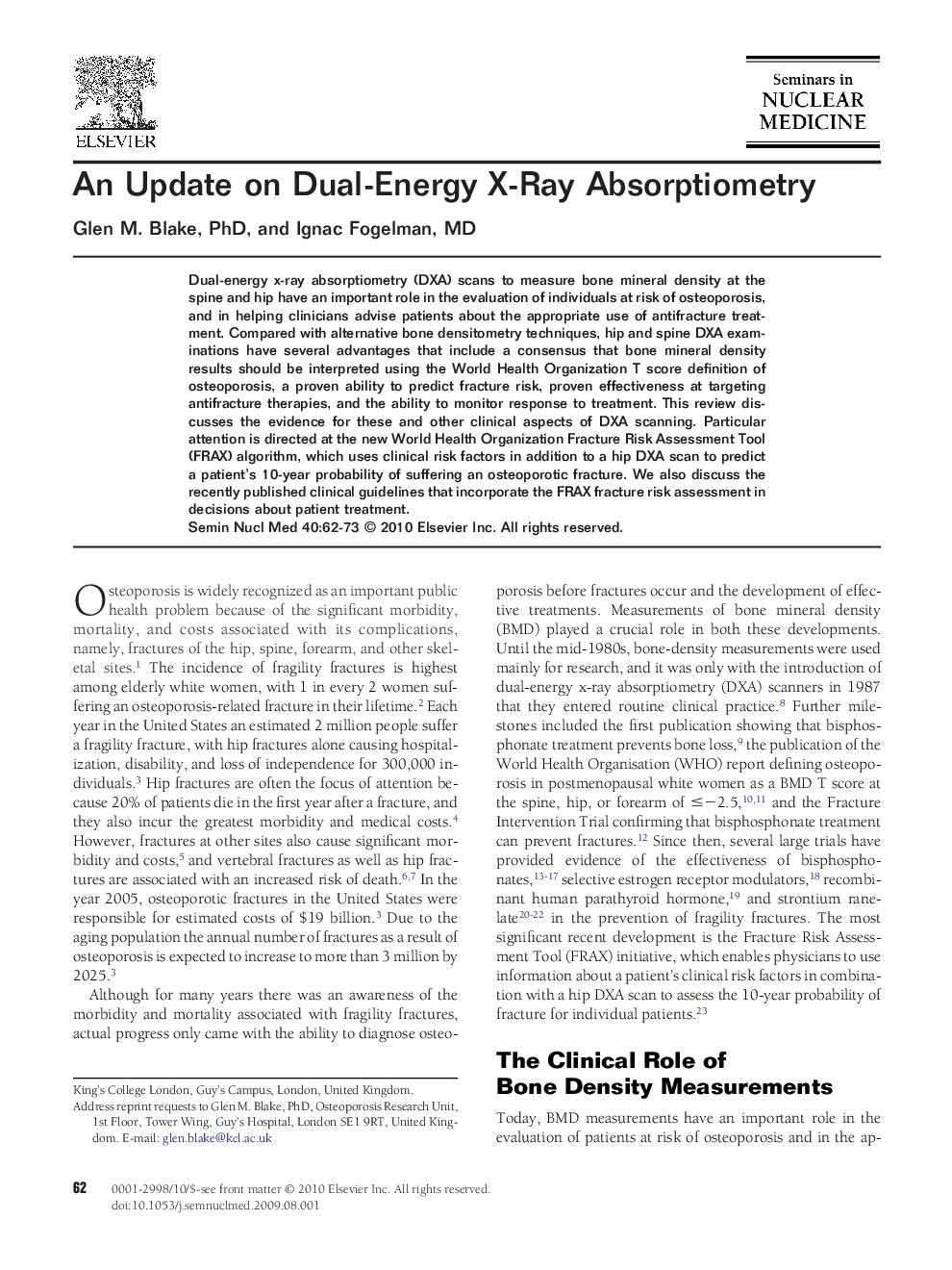 An Update on Dual-Energy X-Ray Absorptiometry