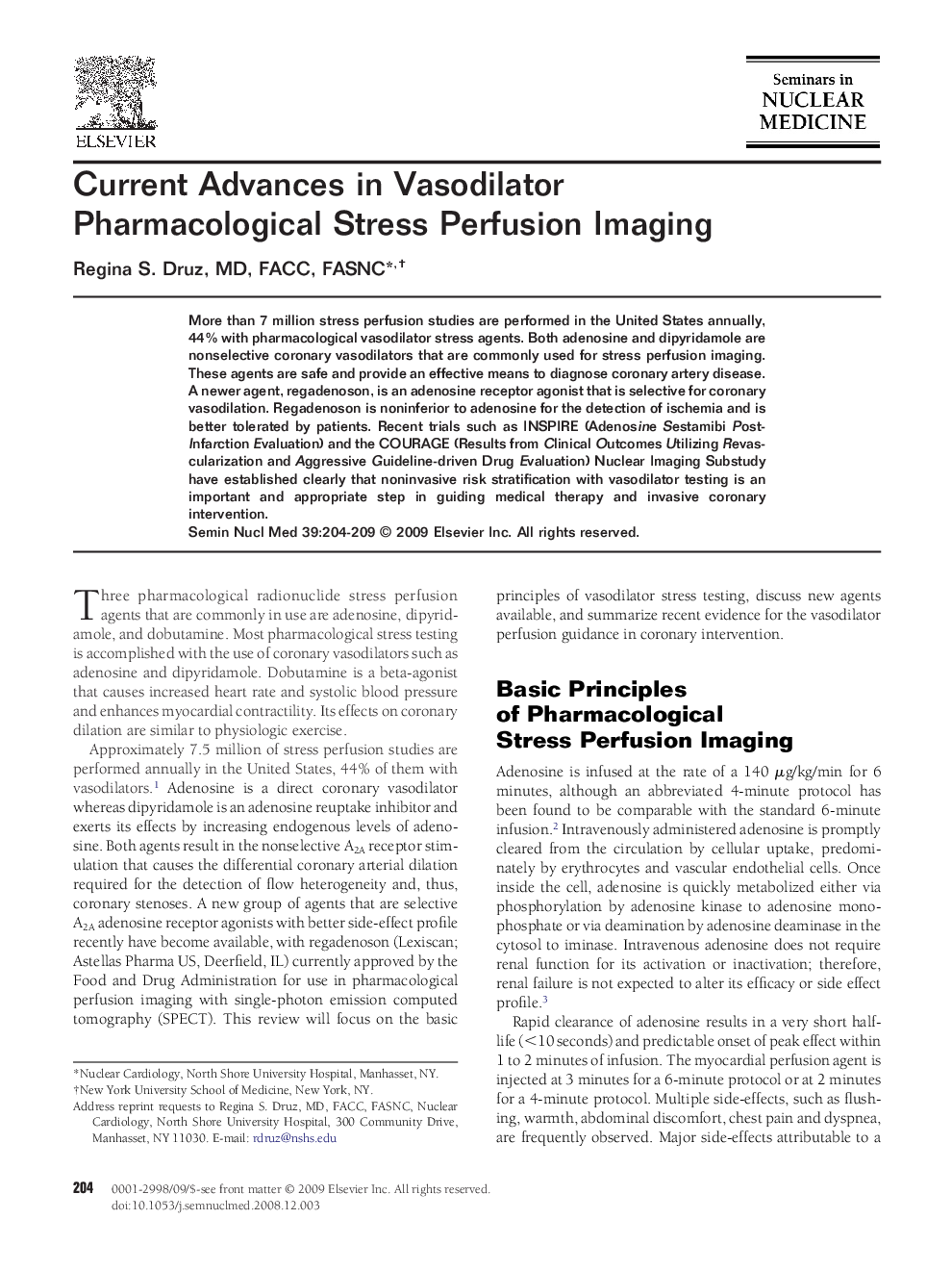 Current Advances in Vasodilator Pharmacological Stress Perfusion Imaging