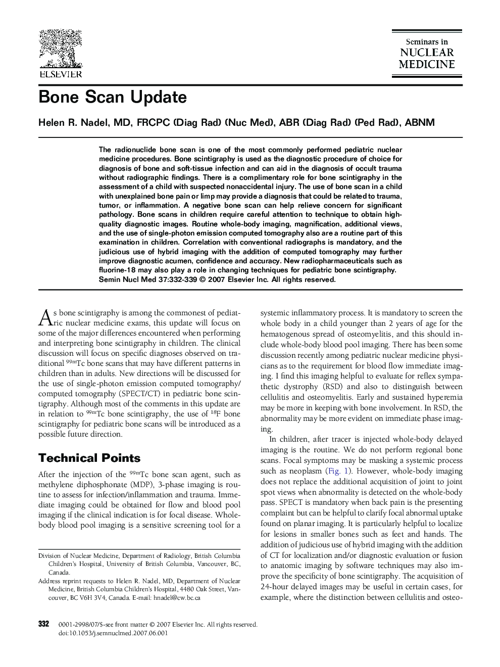 Bone Scan Update