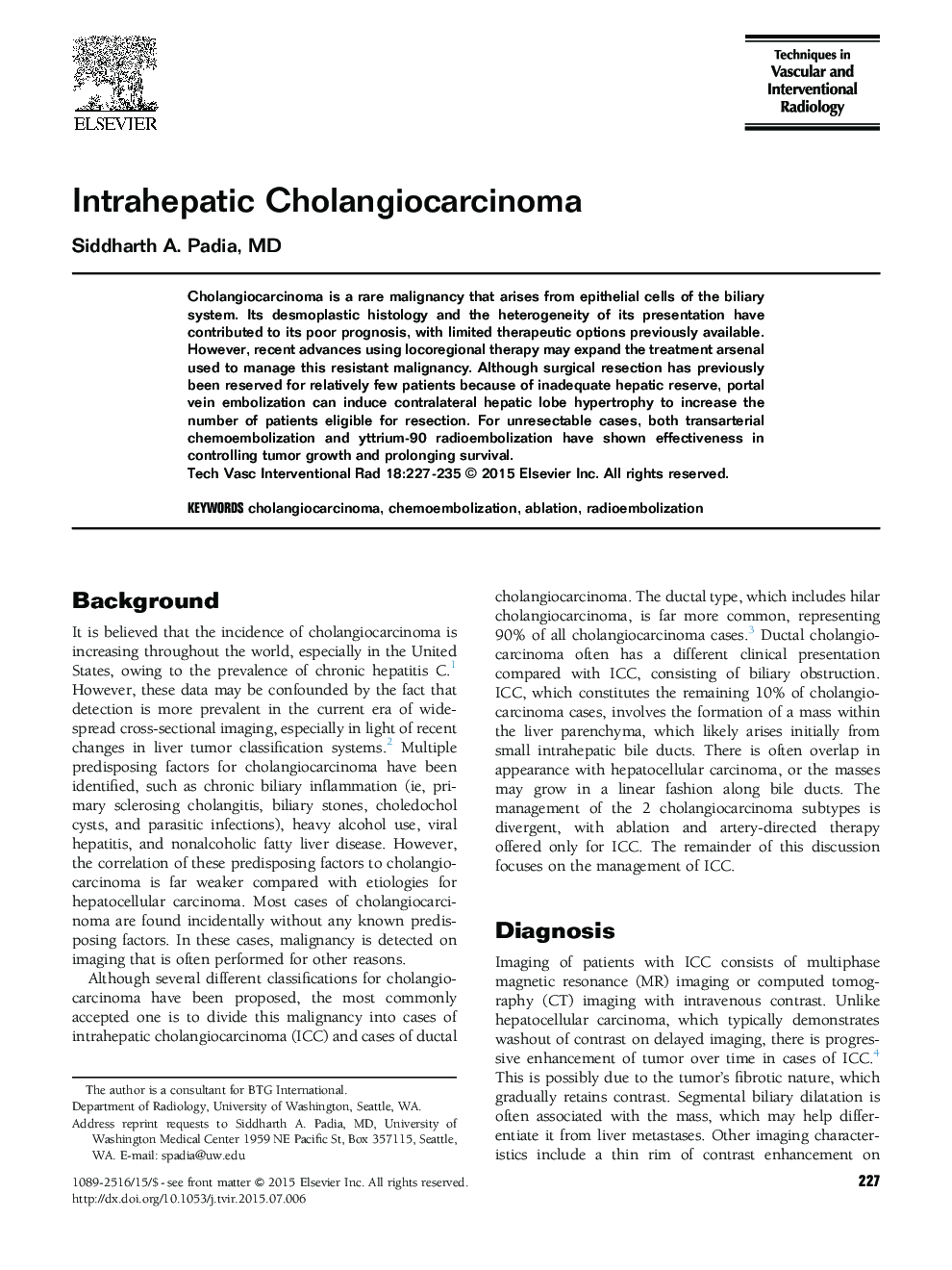 Intrahepatic Cholangiocarcinoma 