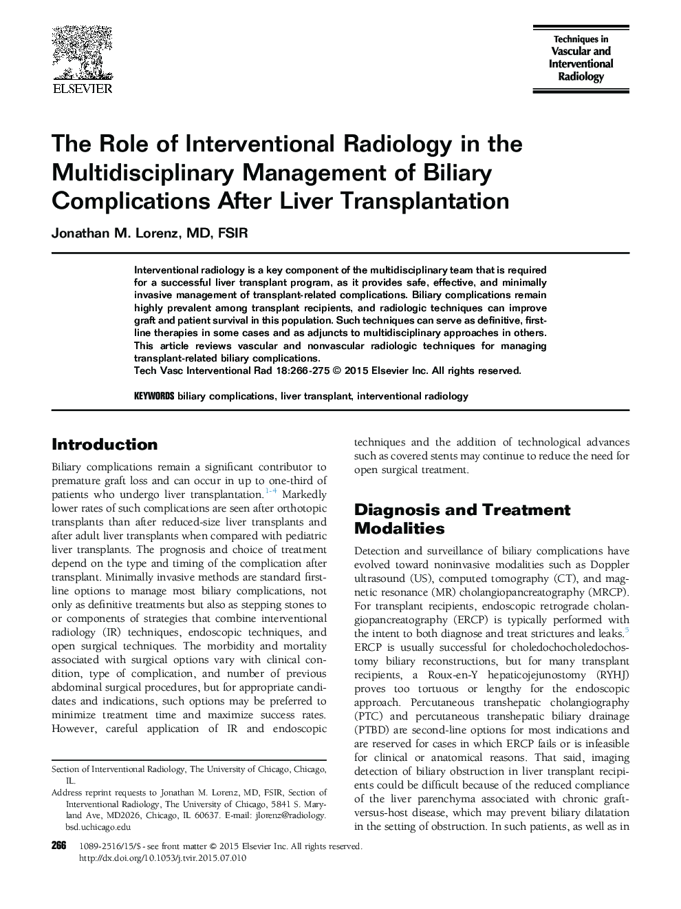 The Role of Interventional Radiology in the Multidisciplinary Management of Biliary Complications After Liver Transplantation