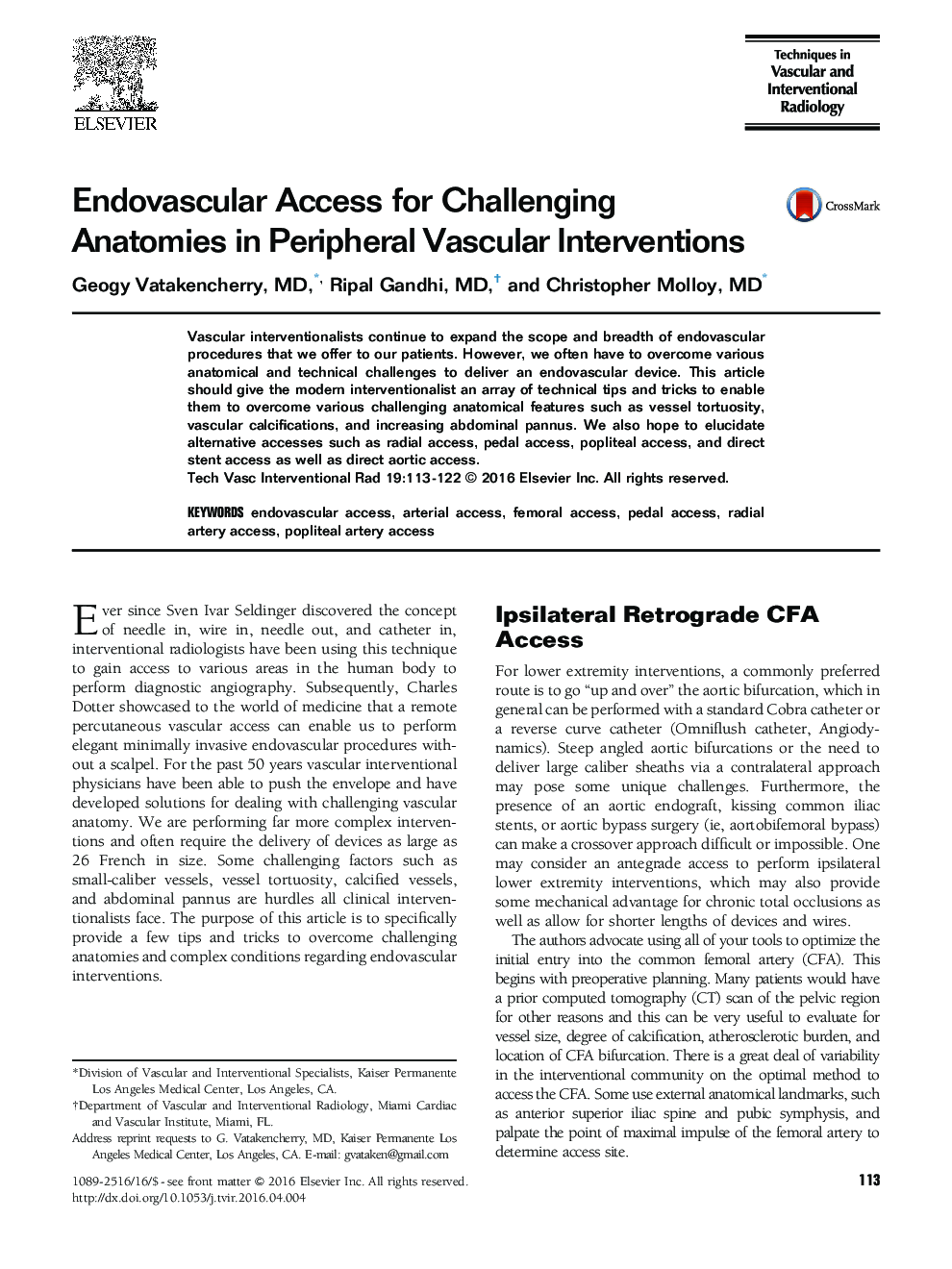 Endovascular Access for Challenging Anatomies in Peripheral Vascular Interventions