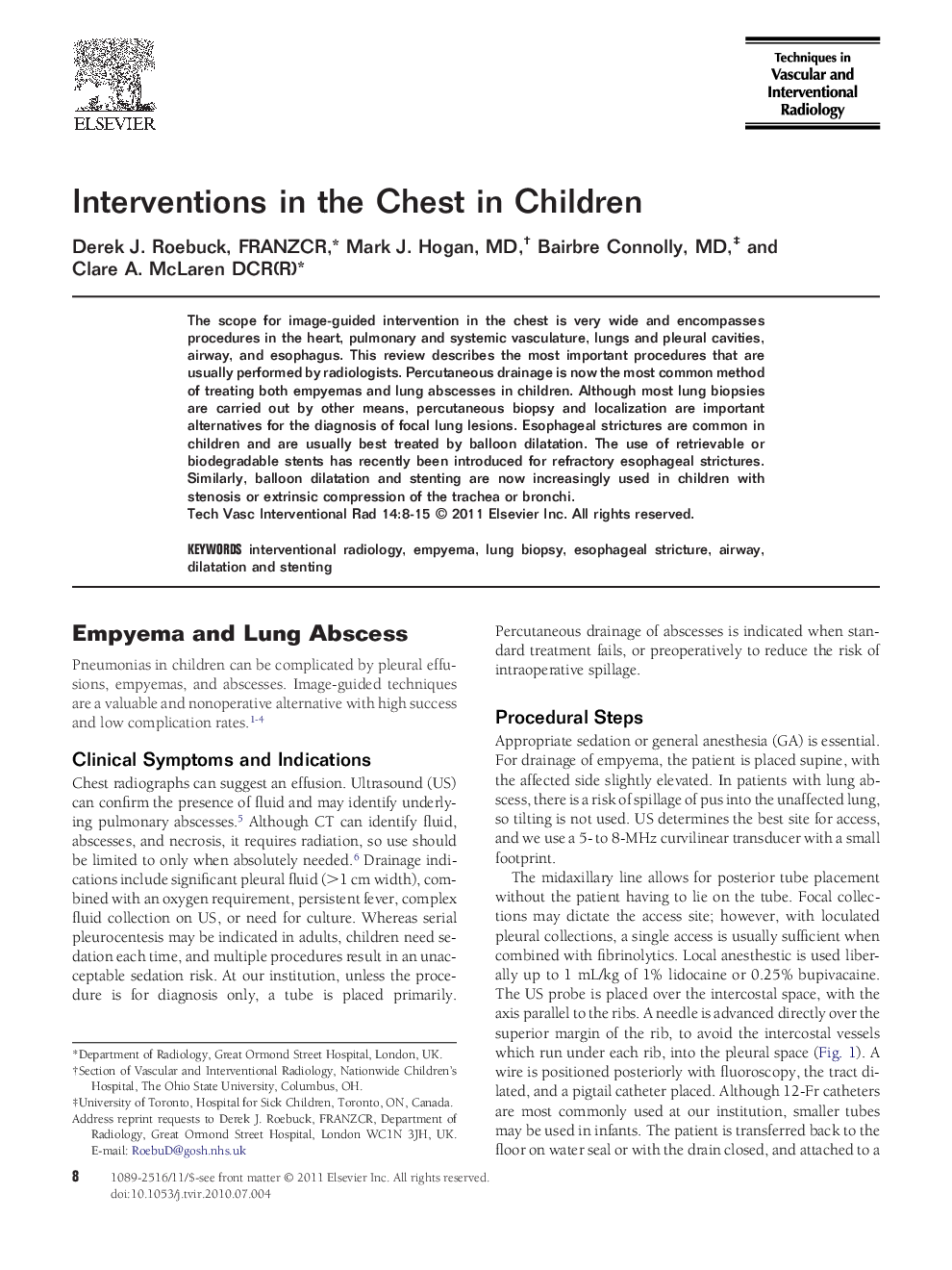 Interventions in the Chest in Children