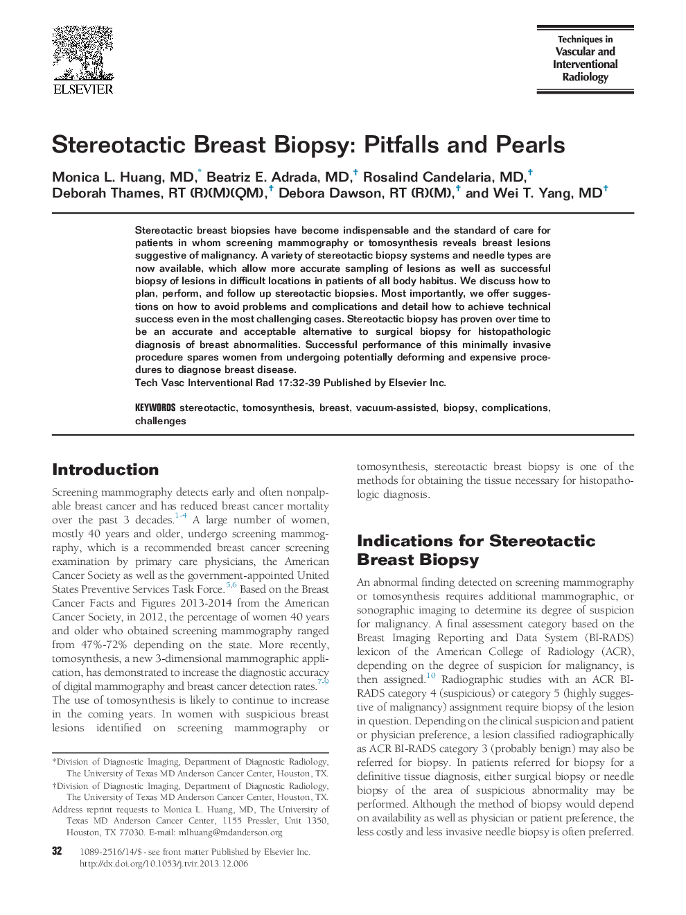 Stereotactic Breast Biopsy: Pitfalls and Pearls