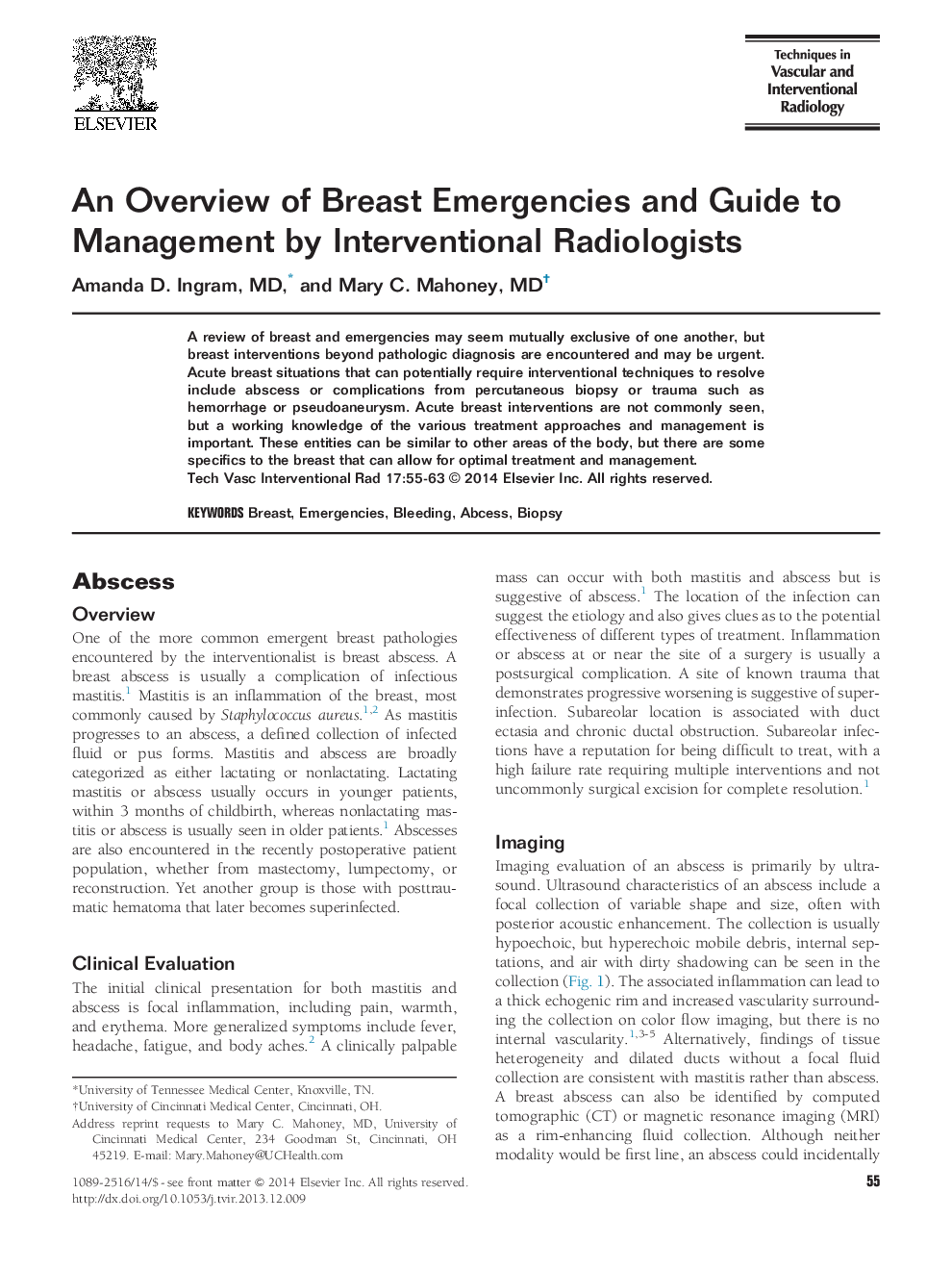 An Overview of Breast Emergencies and Guide to Management by Interventional Radiologists