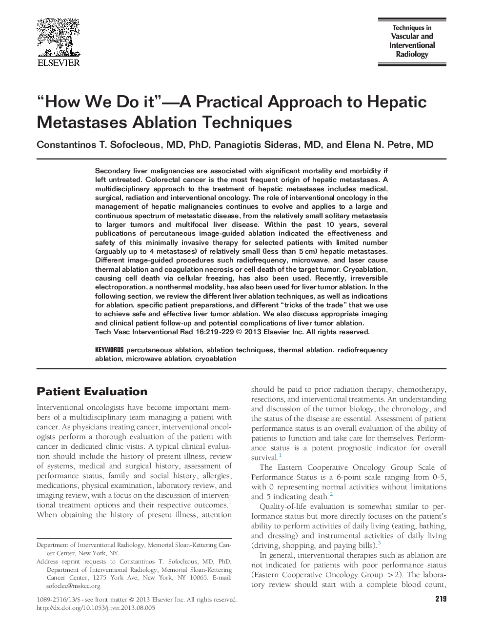 “How We Do it”—A Practical Approach to Hepatic Metastases Ablation Techniques